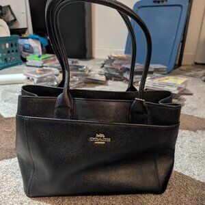 black leather coach bag